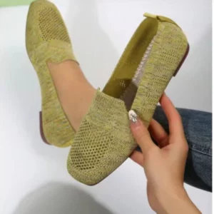2024 Solid Color Square Toe Mesh Loafers Shallow Women Flats Shoes Soft Bottom Knit Ballet Flats Shoes Casual Slip on Boat Shoes - Image 4