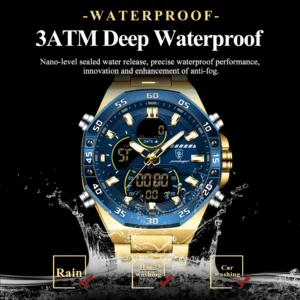 POEDAGAR Fashion Men Clock Waterproof Luminous Week Date Man Watch LED Dual Time Display Digital Electronic Quartz Men's Watches - Image 5