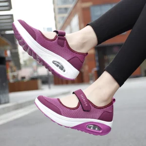 Women Tennis Shoes New Hook Loop Air Cushion Shoe Non-slip Sole Breathable Female Casual Increase Footwear Outdoor Walk Sneakers - Image 4