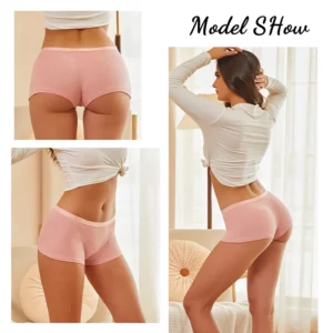 Seamless Women Cotton Boxers Underwear Ice Silk Shorts Solid Color Ladies Soft Boyshorts Plus Size M/L/XL - Image 2