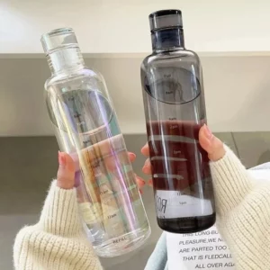 Simple Water Bottle With Time Scale For Tour Outdoor Sports And Travel Leak Proof Seal School Water Bottles for Girls Milk Juice - Image 2