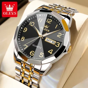 OLEVS Original Waterproof Men's Watches Digital Mirror Quartz Watch for Man Luminous Stainless Steel Wristwatch Male Date Week - Image 7