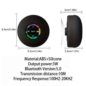 Xiaomi Portable Wireless Bluetooth Speaker LED IPX4 Waterproof Loudspeaker Outdoor Bathroom Large Suction Cup Stereo Sound Box - Image 5