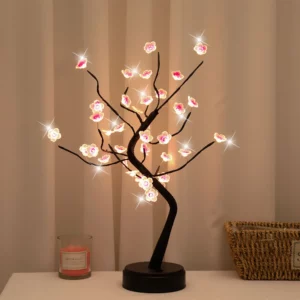 Home Decoration USB/Battery Powered Touch Switch Warm White Artificial Bonsai Cherry Blossom Desktop Tree LED Lamp Light - Image 2