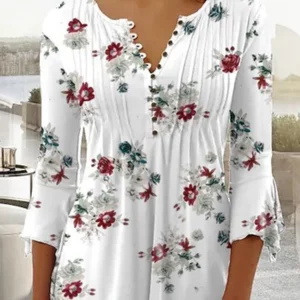 Fashion women shirt Casual loose long-sleeved shirt women Elegant printed temperament tops Women - Image 2