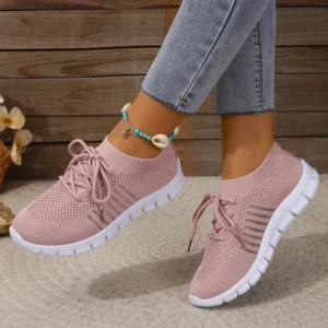 Summer Mesh Casual Shoes Breathable Slip on Lightweight Sports Sneakers Women Lace Up Fashion Comfortable Walking Shoes - Image 2