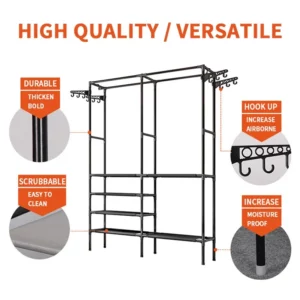 COSTWAY Clothes Hanger Coat Rack Floor Hanger Storage Wardrobe Clothing Drying Racks Porte Manteau Kledingrek Perchero De Pie - Image 3