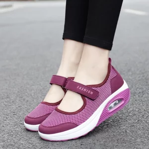 Women Tennis Shoes New Hook Loop Air Cushion Shoe Non-slip Sole Breathable Female Casual Increase Footwear Outdoor Walk Sneakers - Image 2
