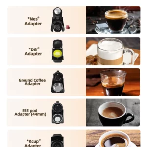 HiBREW 5 in 1 Multiple Capsule Coffee Machine Hot/Cold DG Cappuccino Nes Small Capsule ESE Pod Ground Coffee Cafeteria 20Bar H2B - Image 4