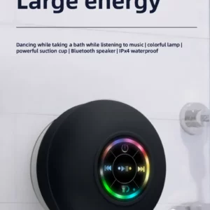 Portable Waterproof Bluetooth Shower Speaker with Suction Cup and LED Lights 3D Surround Stereo subwoofer - Image 2