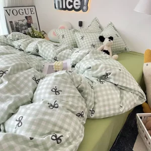 Ins Simple Style Duvet Cover Set with Pillowcases Flat Sheet No Comforter Grey Boys Girls Bedding Kit Single Twin Bed Linens - Image 6