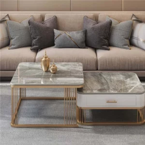 Square Low Coffee Table Storage Drawers Living Room Modern Table Household Son Mother Combination Rock Plate Furniture Simple - Image 2