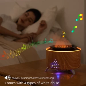 Flame Volcano Air Humidifier Bluetooth Wood Lava Aroma Humidifier Essential Oil Diffuser Bedroom White Noise Hypnosis - Image 5