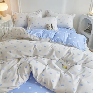 Ins Simple Style Duvet Cover Set with Pillowcases Flat Sheet No Comforter Grey Boys Girls Bedding Kit Single Twin Bed Linens - Image 5