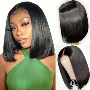 Bob Wig Human Hair 13X4 Lace Front Wig 180% Density Short Straight Frontal Bob Wig Transparent Lace Pre Plucked With Baby Hair - Image 3