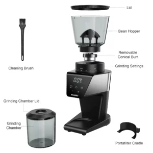 BioloMix Automatic Burr Mill Electric Coffee Grinder with 30 Gears for Espresso American Coffee Pour Over Visual Bean Storage - Image 6