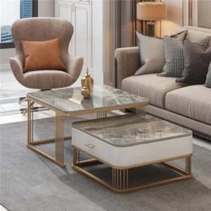Square Low Coffee Table Storage Drawers Living Room Modern Table Household Son Mother Combination Rock Plate Furniture Simple - Image 5