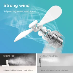 JISULIFE Portable Fan Mini Handheld Fan USB 4500mAh Recharge Hand Held Small 3 in1 Pocket Fan with Power Bank Flashlight Feature - Image 3