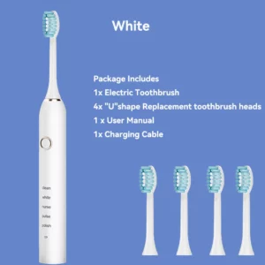 Sonic Electric Adult Toothbrush Rechargeable With 4 Replacement Brush Heads 5 Modes and 3 Intensity 2 Minute Intelligent Timer - Image 4