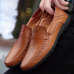Men Leather Shoes Men Spring Loafers Slip on Business Casual Leather Shoes Classic Soft Moccasins Hombre Breathable Flats Shoes - Image 1