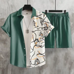 2024 Summer Men's Short-sleeved Shirt Beach Shorts Set Outdoor Everyday Men's Summer Shorts Street Fashion Men's Casual Shirt - Image 3