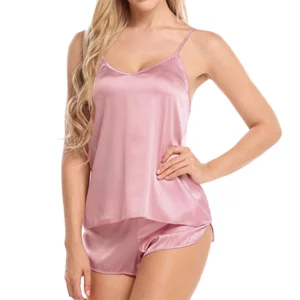 Women Pajamas Lingerie Set Satin Silk Camisole Shorts Sets Sleepwear Top And Shorts Nightwear Suits Sleeveless Underwear Tops - Image 4