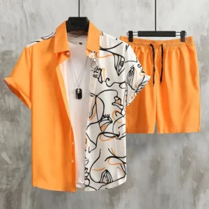 2024 Summer Men's Short-sleeved Shirt Beach Shorts Set Outdoor Everyday Men's Summer Shorts Street Fashion Men's Casual Shirt - Image 4