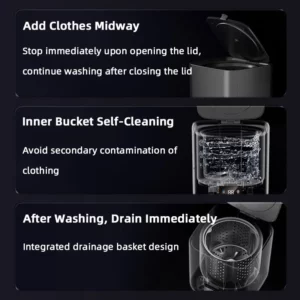 8L Mini Fully Automatic Washing Machine,Portable Electric Home Underwear Elution Washer,4 Speed Cleaning,Health Sterilization - Image 5