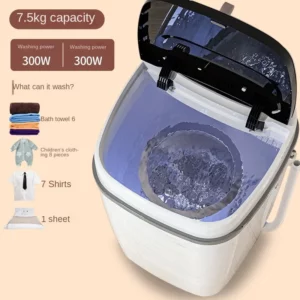 7.5L large capacity washing machine, mini mini semi-automatic household washing and drainage integrated dormitory laundry socks - Image 2