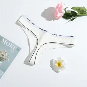 1PC Solid Women Thongs Sexy Panties Low Waist Cotton Briefs Female T-Back G-string Girls S-L Intimate Letters Striped Lingeries - Image 5