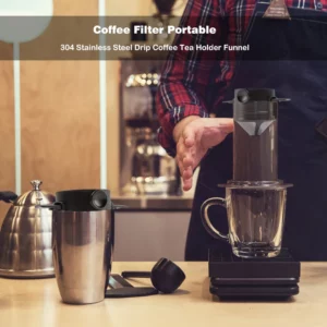 304 Stainless Steel Portable Coffee Filter Drip Coffee Tea Holder Reusable Mug Coffee Dripper Tea Cup Set Coffee Pot Coffeeware - Image 3
