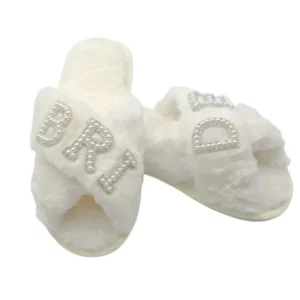 BRIDE/WIFEY Plush Slippers Bride Honeymoon Shower Shoes Creative Bridesmaid Romantic Gifts Wedding Supplies Wedding Photo Props - Image 4