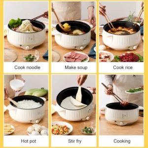Multi Cooker Multifunctional Electric Pan Non-stick Cookware Rice Cooker Multi Ramen Soup Hotpot for Dormitory Kitchen 220V EU - Image 4