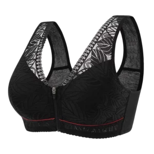 S-6XL Sports yoga bra cotton cups front zipper underwear breathable women no steel ring tank top lace large size bra - Image 5