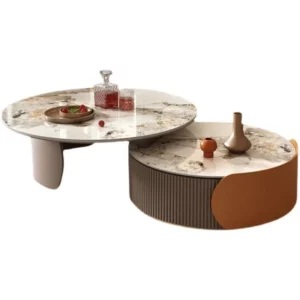 New Light Luxury Round Coffee Table Combination Retractable End Table Combination Simple Modern Household Small Apartment Type - Image 3