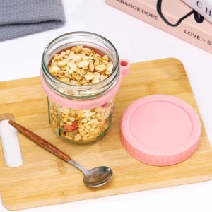 Overnight Oats Container with Lid and Spoon Portable Breakfast Oatmeal Cereal Nut Yogurt Cup 300ML Fruit Salad Food Storage Box - Image 4