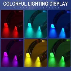 2025 New Portable Neck Fan USB Handheld Mute LED Digital Display Leafless Mini Electric Fan Colorful Atmosphere Lights 5th Gear - Image 4