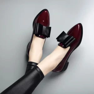 2024 New Women's Loafers Bow Decor Pointed Toe Flat Shoes for Women Patent Leather Shallow Mouth Commuter Daily Casual Shoes - Image 6