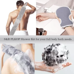 3pcs/set Body Scrubber Set Back Scrubber Bath Glove Shower Brush Exfoliating Scrub Sponge Loofah Dead Skin Removal Bathing Tools - Image 5