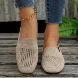 2024 Solid Color Square Toe Mesh Loafers Shallow Women Flats Shoes Soft Bottom Knit Ballet Flats Shoes Casual Slip on Boat Shoes - Image 5