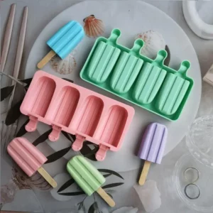 Silicone 4 Cavity Oval Double Grooved Ice Cream Mould Creative Simple Striped Ice Tray Jelly Pudding Soap Mousse Cake Mold Gifts - Image 3
