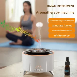 Flame Volcano Air Humidifier Bluetooth Wood Lava Aroma Humidifier Essential Oil Diffuser Bedroom White Noise Hypnosis - Image 4