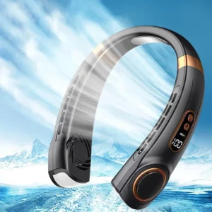 2025 New Portable Neck Fan USB Handheld Mute LED Digital Display Leafless Mini Electric Fan Colorful Atmosphere Lights 5th Gear - Image 6
