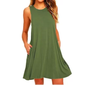 Women's Summer Casual Swing T-Shirt Dresses Beach Cover Up With Pockets Plus Size Loose T-shirt Dress - Image 1