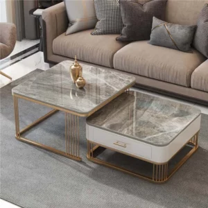 Square Low Coffee Table Storage Drawers Living Room Modern Table Household Son Mother Combination Rock Plate Furniture Simple - Image 4