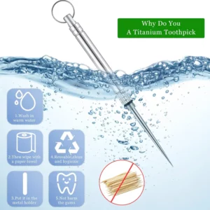 Portable Titanium Toothpicks Metal Pocket Toothpick Stainless Steel Toothpick Reusable Toothpicks for Picnic Camping Traveling - Image 3