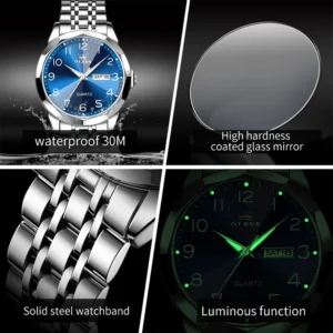 OLEVS Original Waterproof Men's Watches Digital Mirror Quartz Watch for Man Luminous Stainless Steel Wristwatch Male Date Week - Image 3