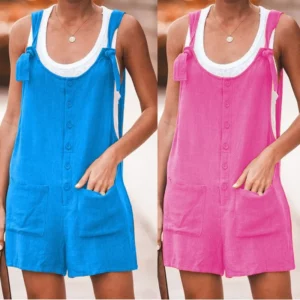 2024Casual Summer Solid Loose Strap Jumpsuit For Women Body Donna Roupa Feminina Tenue Sexy Femme Enteritos Mujer Bodycon Shorts - Image 2