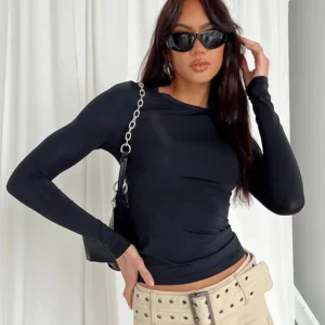 Women Casual Long Sleeve T-Shirts Spring Autumn Solid Slim Fit Pullovers Tees Shirts Female Streetwear Base Tees Tops Casual - Image 2