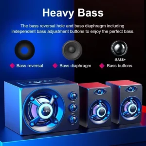 HIFI 3D Stereo Speakers Colorful LED Light Heavy Bass AUX USB Wired Wireless Bluetooth Audio Home Theater Surround Sound Bar TV - Image 4